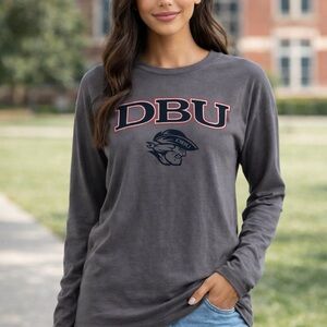 Dallas Baptist University DBU Long Sleeve Shirt Gray Women Small